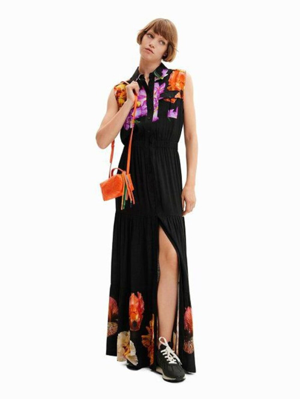 Desigual Suiza Maxi Shirt Dress in Black Motif - sz XL